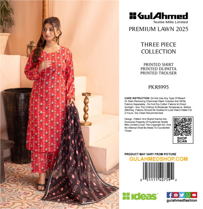 GulAhmed Lawn Zaman Original 3 PIECE