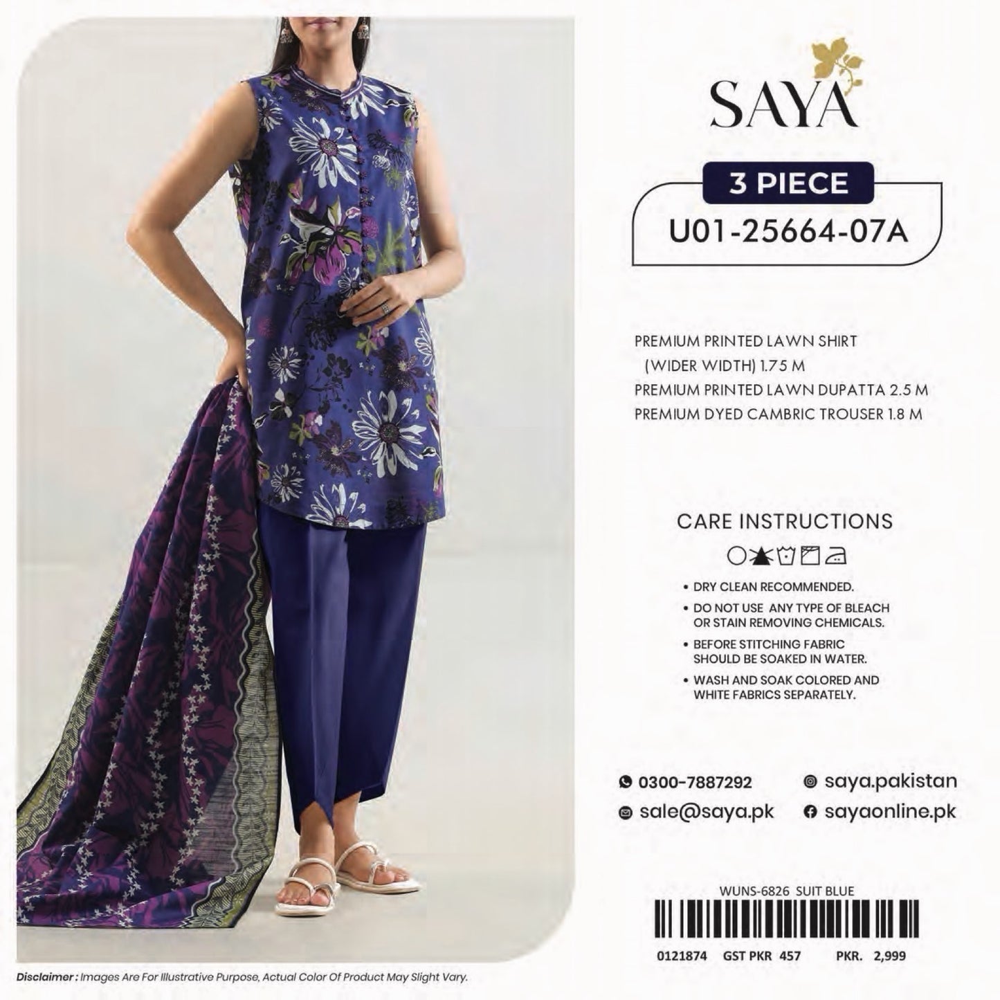 Saya Unstitched Printed 100% Original Cotton 3 PCs Suit In WHOLESALE PRICE 💯✨