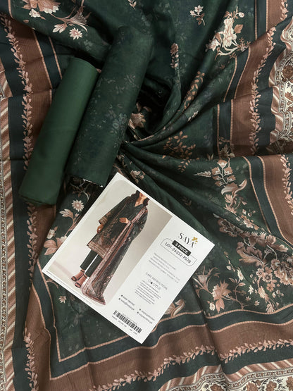 Saya D.C:- U01-26332-P02B - 3 Pcs Printed Lawn