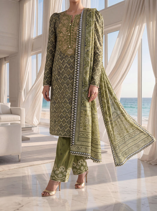 Fleur By Almeerah – Olive Zenith - Digital Chundri Lawn Unstitched Collection