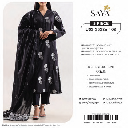 Saya Unstitched Jacquard 100% Original Cotton 3 PCs Suit In WHOLESALE PRICE 💯✨