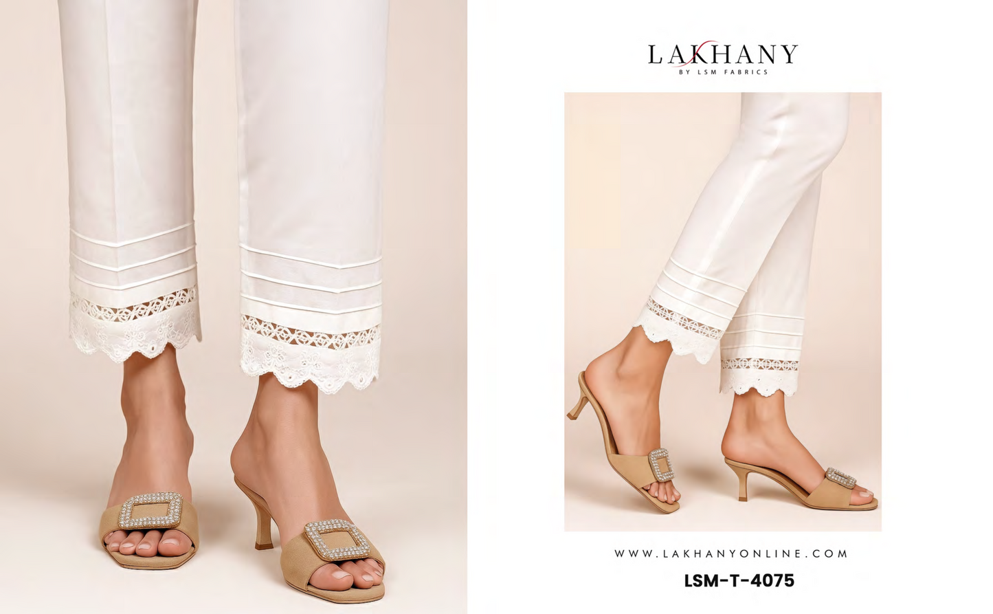 Lakhany 100 % Stitched Bottom in White 🤍