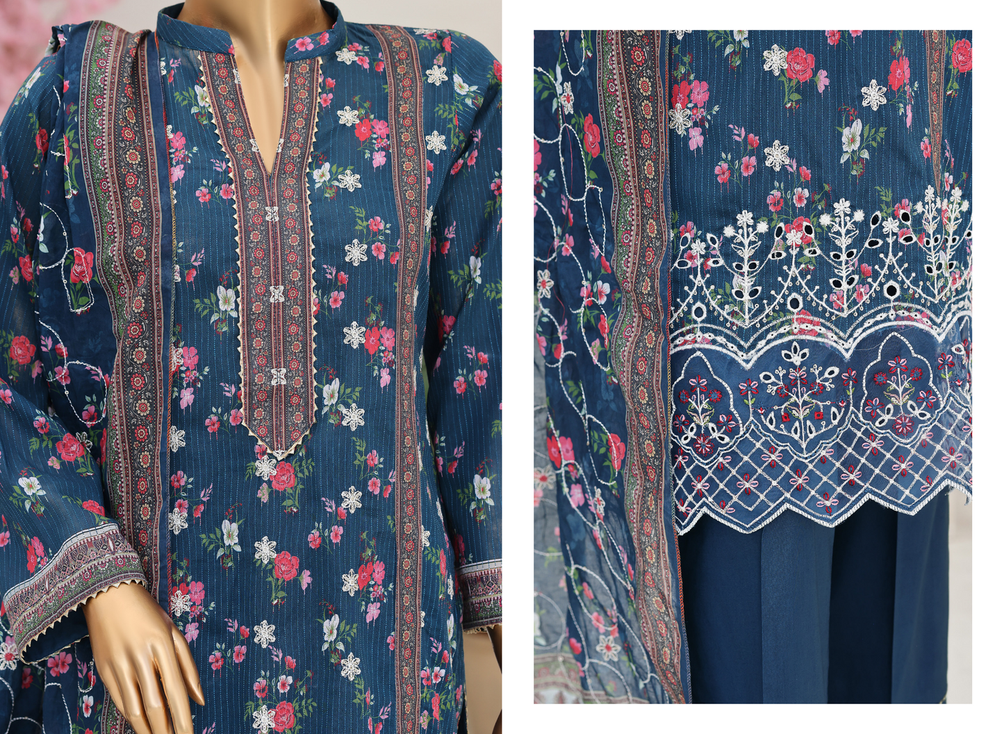 MTF Digital Printed Embroidered Lawn Collection 2026 Design No: 3