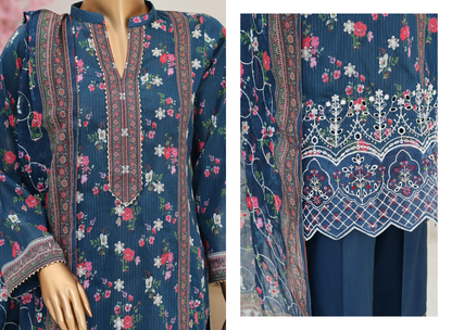 MTF Digital Printed Embroidered Lawn Collection 2026 Design No: 3