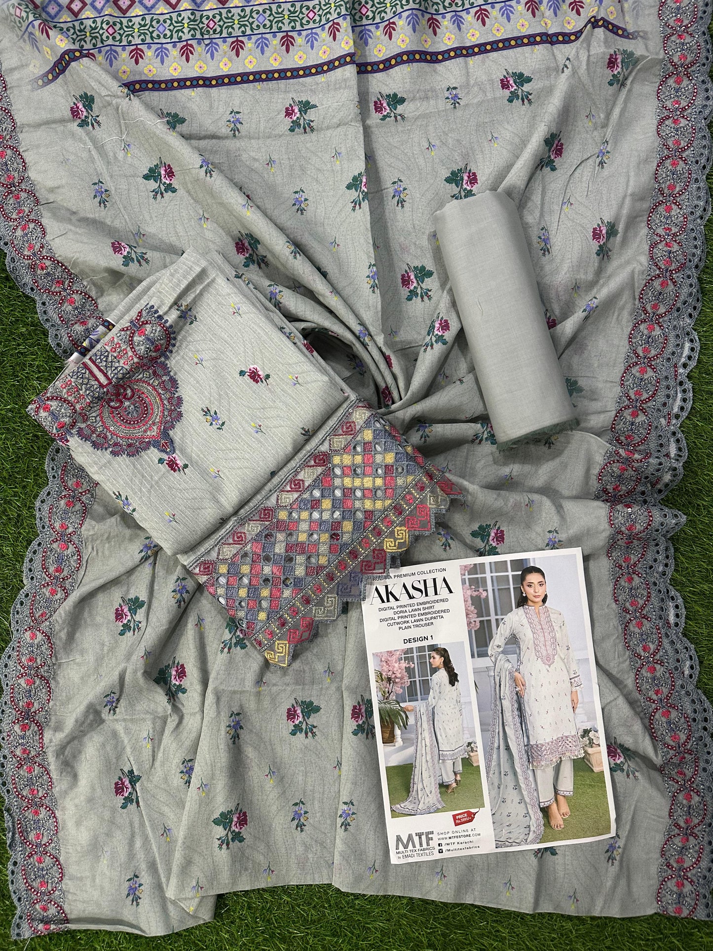 MTF AKASHA DIGITAL PRINTED EMBROIDERED DORIA LAWN COLLECTION