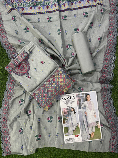 MTF AKASHA DIGITAL PRINTED EMBROIDERED DORIA LAWN COLLECTION