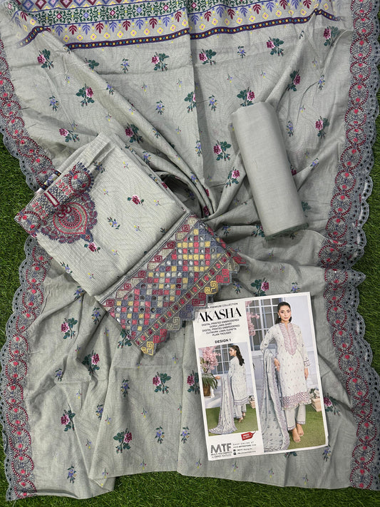 MTF AKASHA DIGITAL PRINTED EMBROIDERED DORIA LAWN COLLECTION