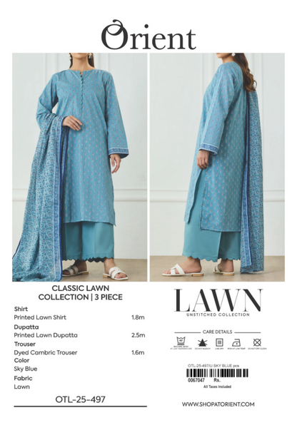✨ORIENT 100% ORIGINAL Unstitched Lawn 3 Piece✨ Design #OTL-25-497