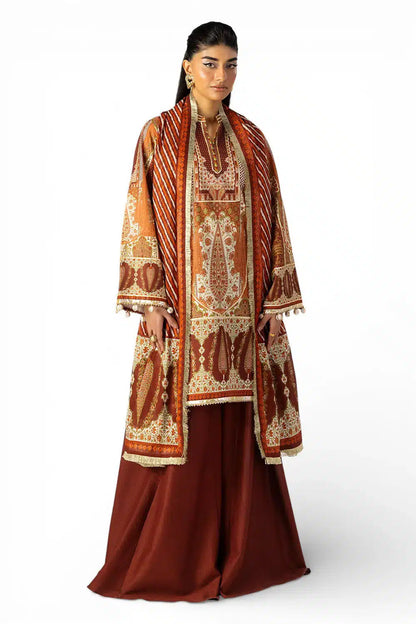 AsimJofa Brown Printed 3Pcs