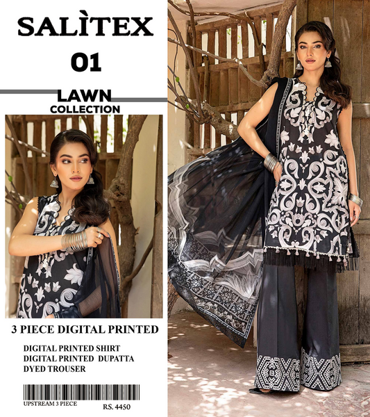 Salitex Lawn 3 PIECE DIGITAL PRINTED Collection Design# 1