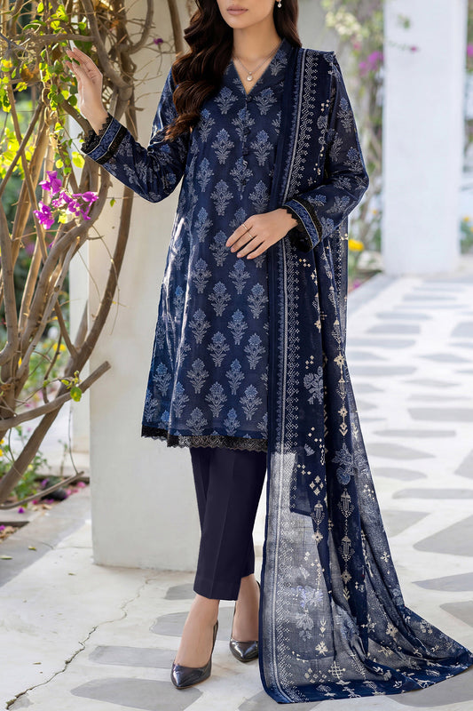 Saya Dark Blue 3PCs Printed Lawn Unstitched Collection