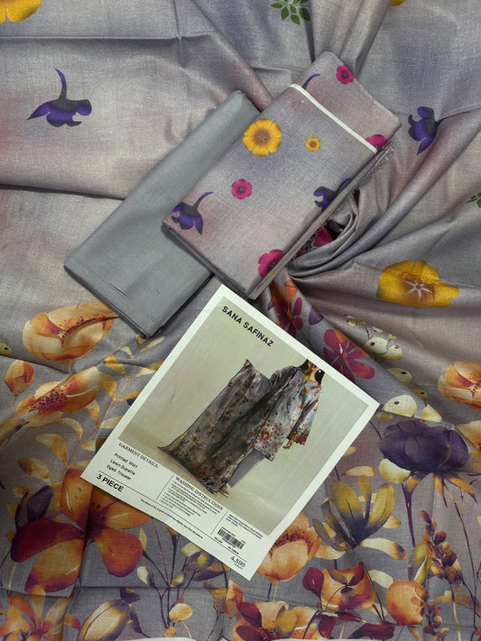 Sana Safinaz Grey Printed 3Pcs