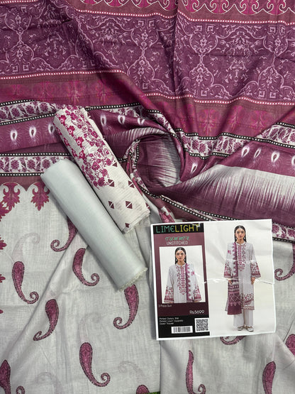 Limelight – Ivory & Dusty Rose - Doriya Unstitched 3 PCs Unstitched Suit
