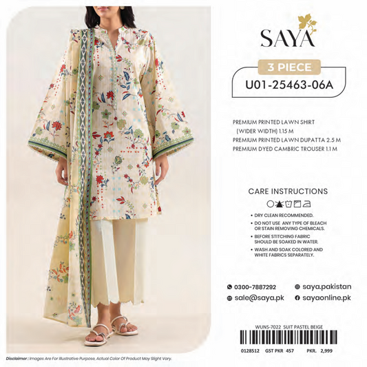 🔰💖 SAYA SUMMER COLLECTION 💖🔰 🌞👗 3 PIECE UNSTITCHED LAWN 👗🌞
✨ Premium Quality | Elegant Prints | Summer Ready 🌸☀️💫
