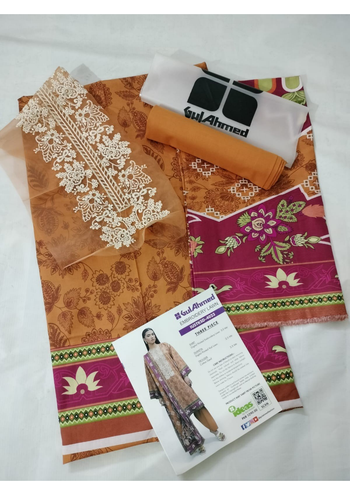 Gul Ahmed IUSTKSD-4023 Emb Lawn 3PCS
