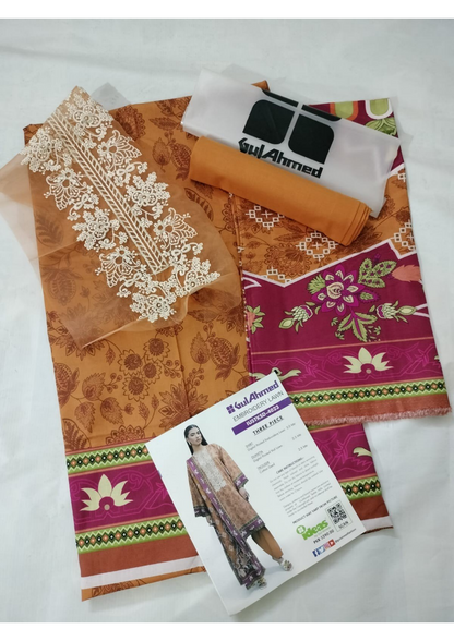 Gul Ahmed IUSTKSD-4023 Emb Lawn 3PCS