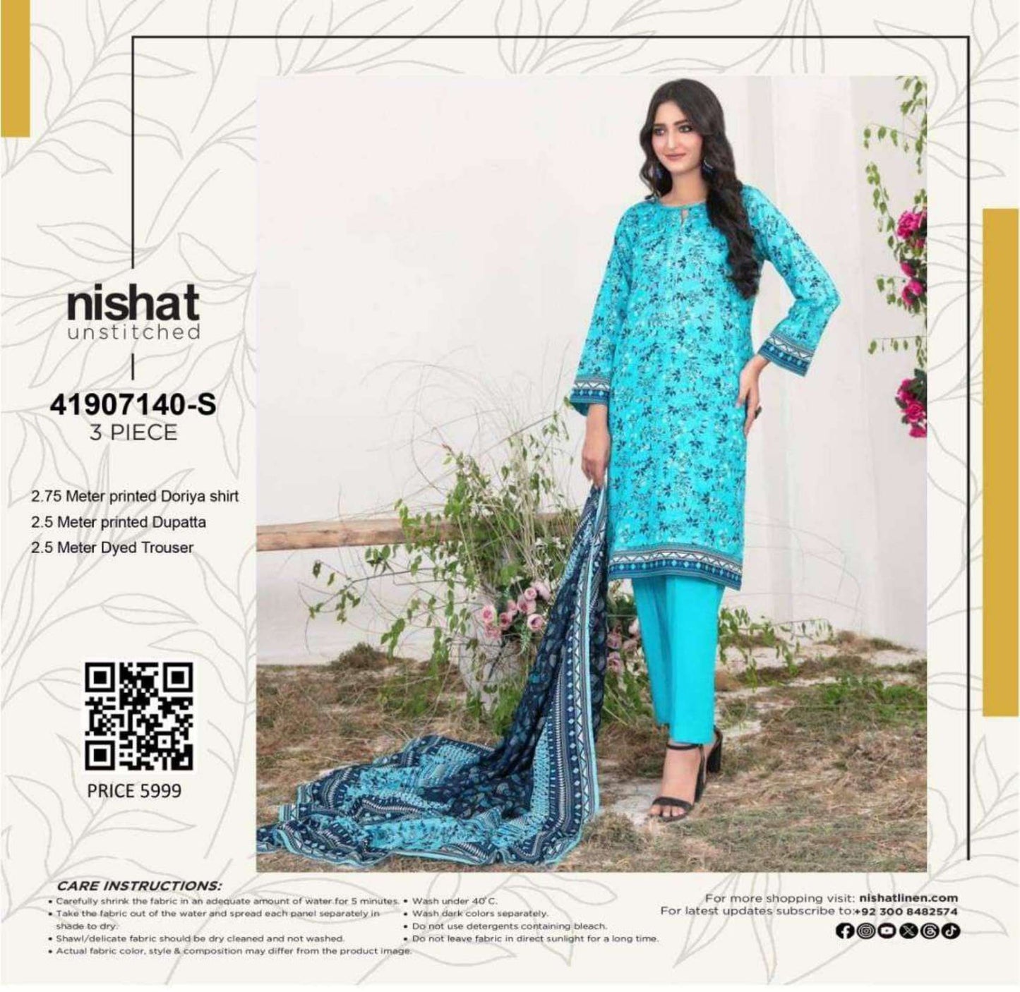 Nishat Doriya Printed Lawn 3P In Wholesale Price