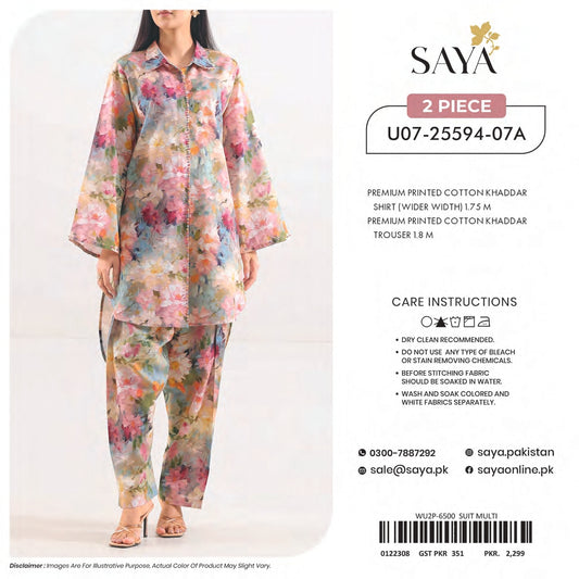 SAYA 100% ORIGINAL Unstitched Cotton Khaddar 2 Piece 🔥❤️