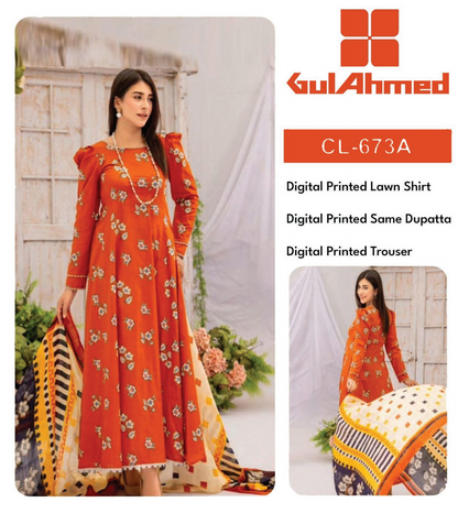 GulAhmed Lawn Printed 3PC In Wholesale Price