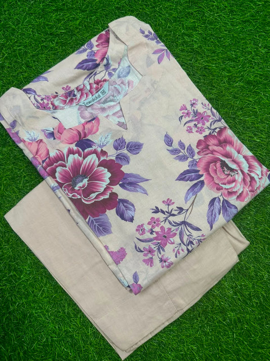 Tawakkal Beige-Pink Stitched 2-Piece