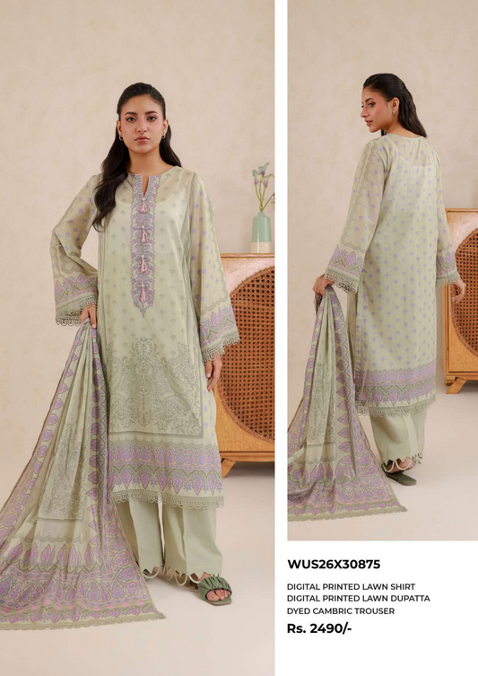 ZELLBURY Unstitched Lawn Collection 2026 Design # WUS26X30875