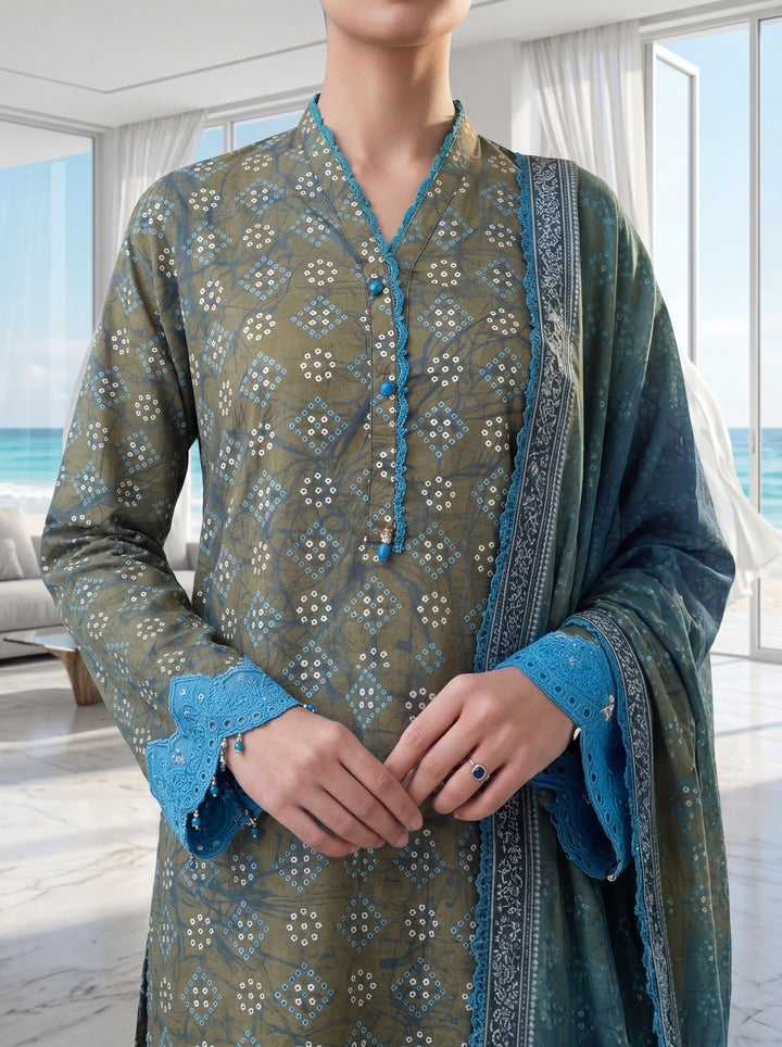 Fleur By Almeerah – Mehendi Aura - Digital Chundri Lawn