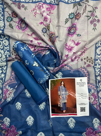 Bonanza Satrangi Polar Night 3 PCs Doriya Lawn Unstitched Collection
