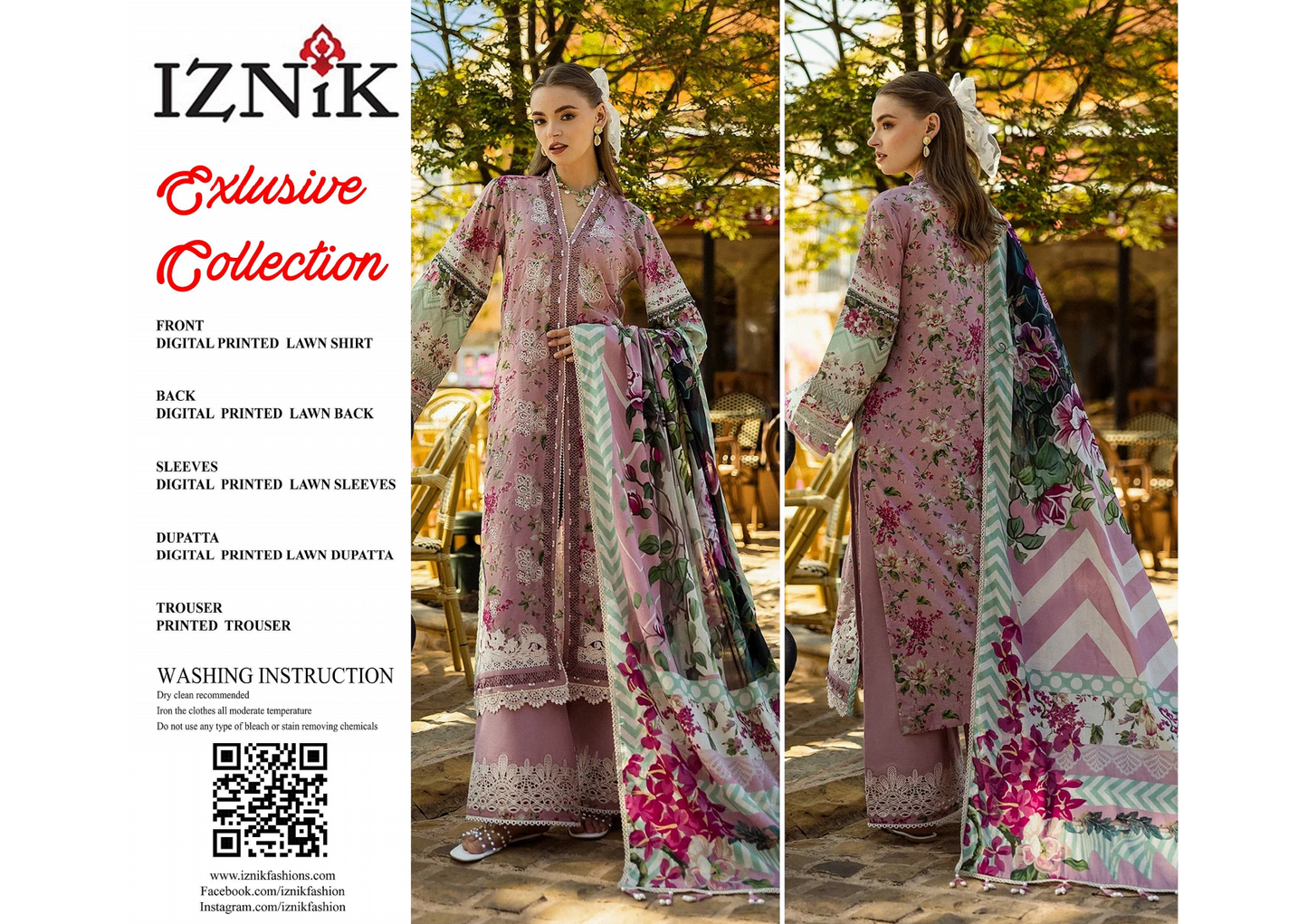 Iznik Lawn Unstitched 3 Pieces in Wholesale Price 🔥🧡