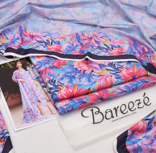 Bareeze Unstitched Lawn 90/70 Quality 3 Pieces