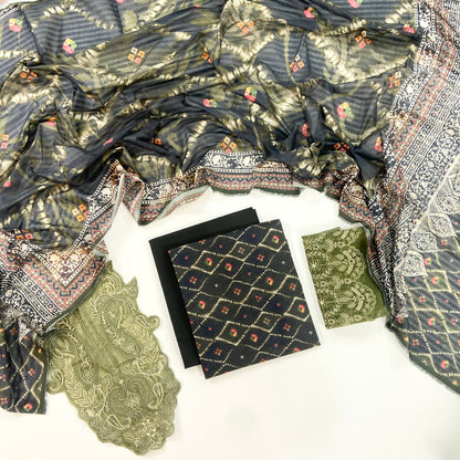Fleur By Almeerah - Onyx Mist - Digital Chundri Lawn
