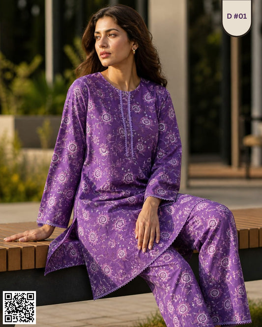 Saira & Samina Stitched 2PCs (S+T) Collection D #01
