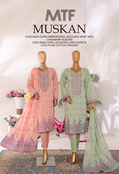 MTF MUSKAN JACQUARD 100% ORIGINAL CHIKENKARI SLEEVES 3PCS 👌🌼❤️
