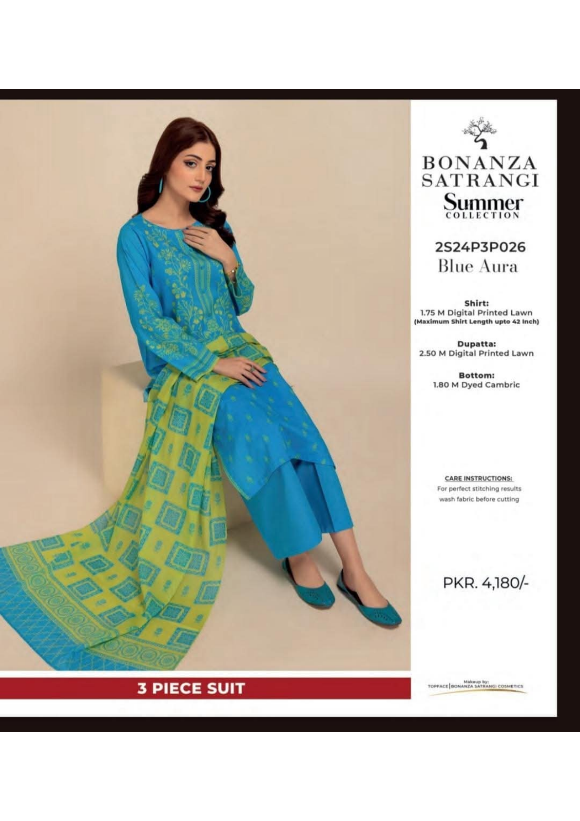 Bonanza Satrangi 100% Original Lawn Dupatta Unstitched 3 Piece