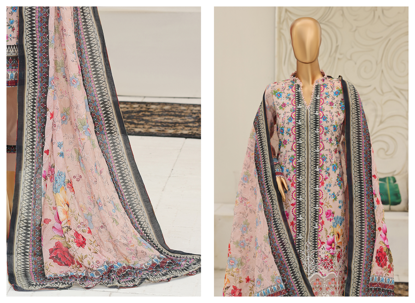 MTF Digital Printed Embroidered Lawn Collection 2026 Design No: 4
