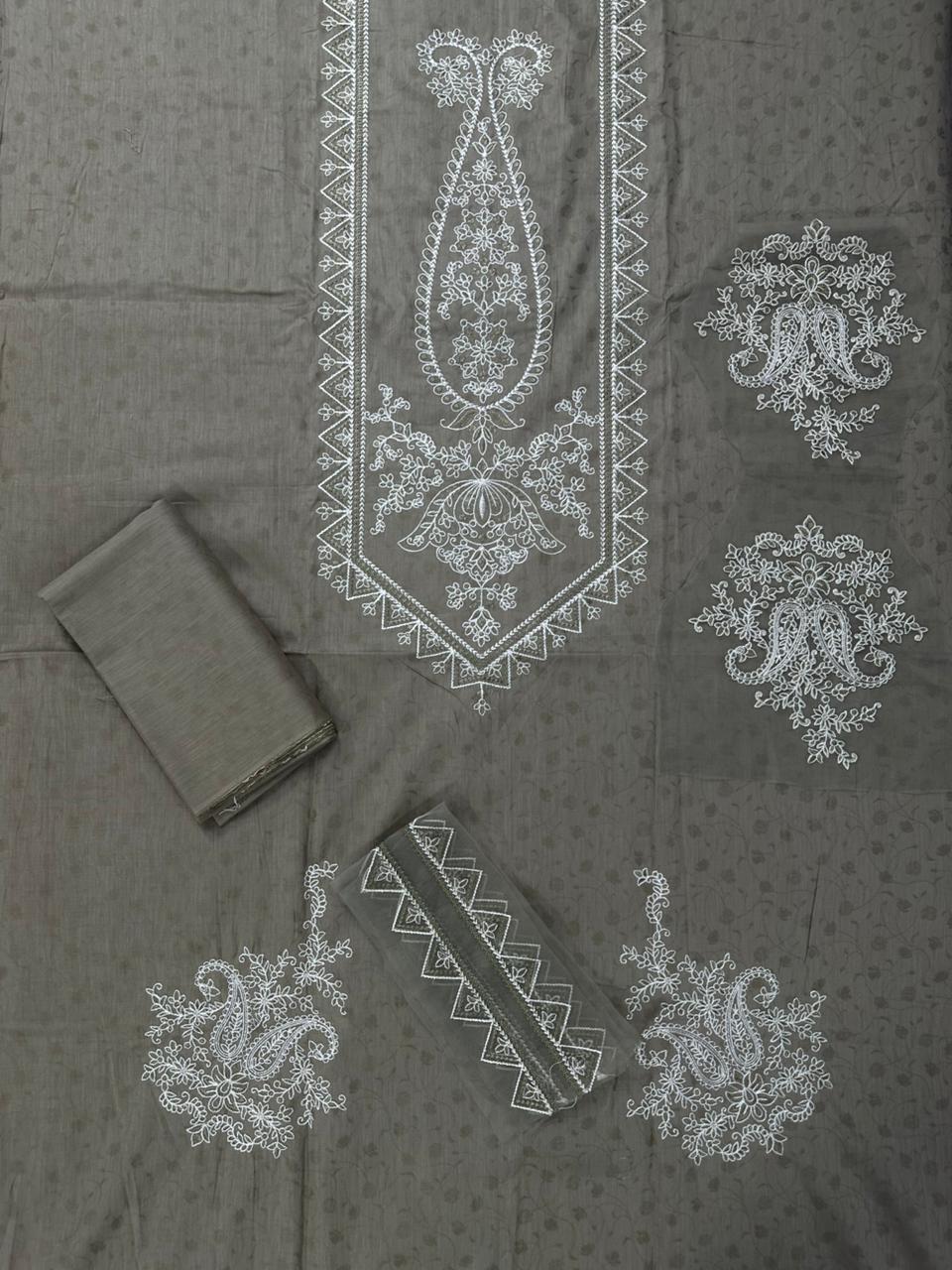 SALITEX 2PC EMBROIDERED UNSTITCHED LAWN COLLECTION CHARCOAL GREY