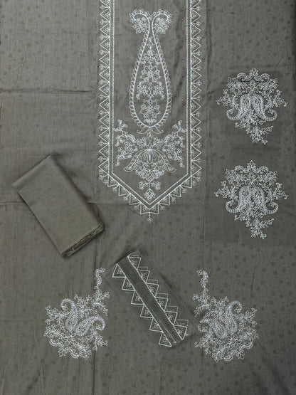 SALITEX 2PC EMBROIDERED UNSTITCHED LAWN COLLECTION CHARCOAL GREY