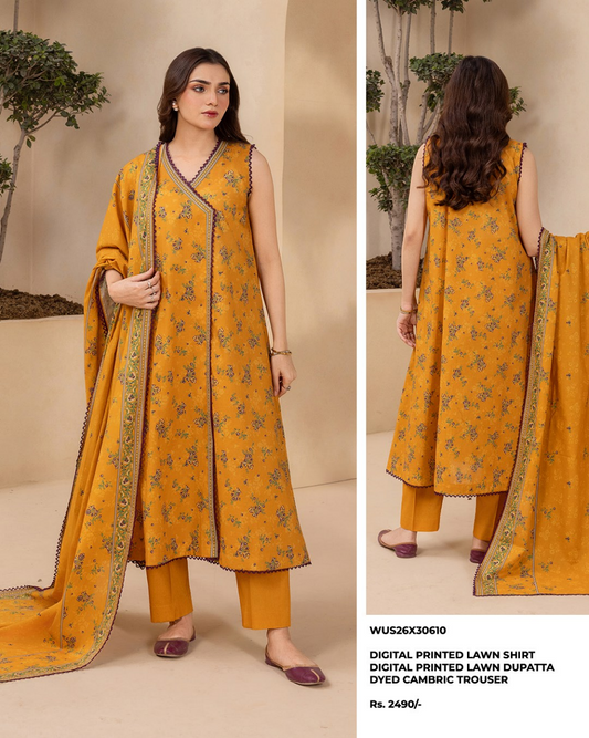 ZELLBURY Unstitched Lawn Collection 2026 Design #WUS26X30610