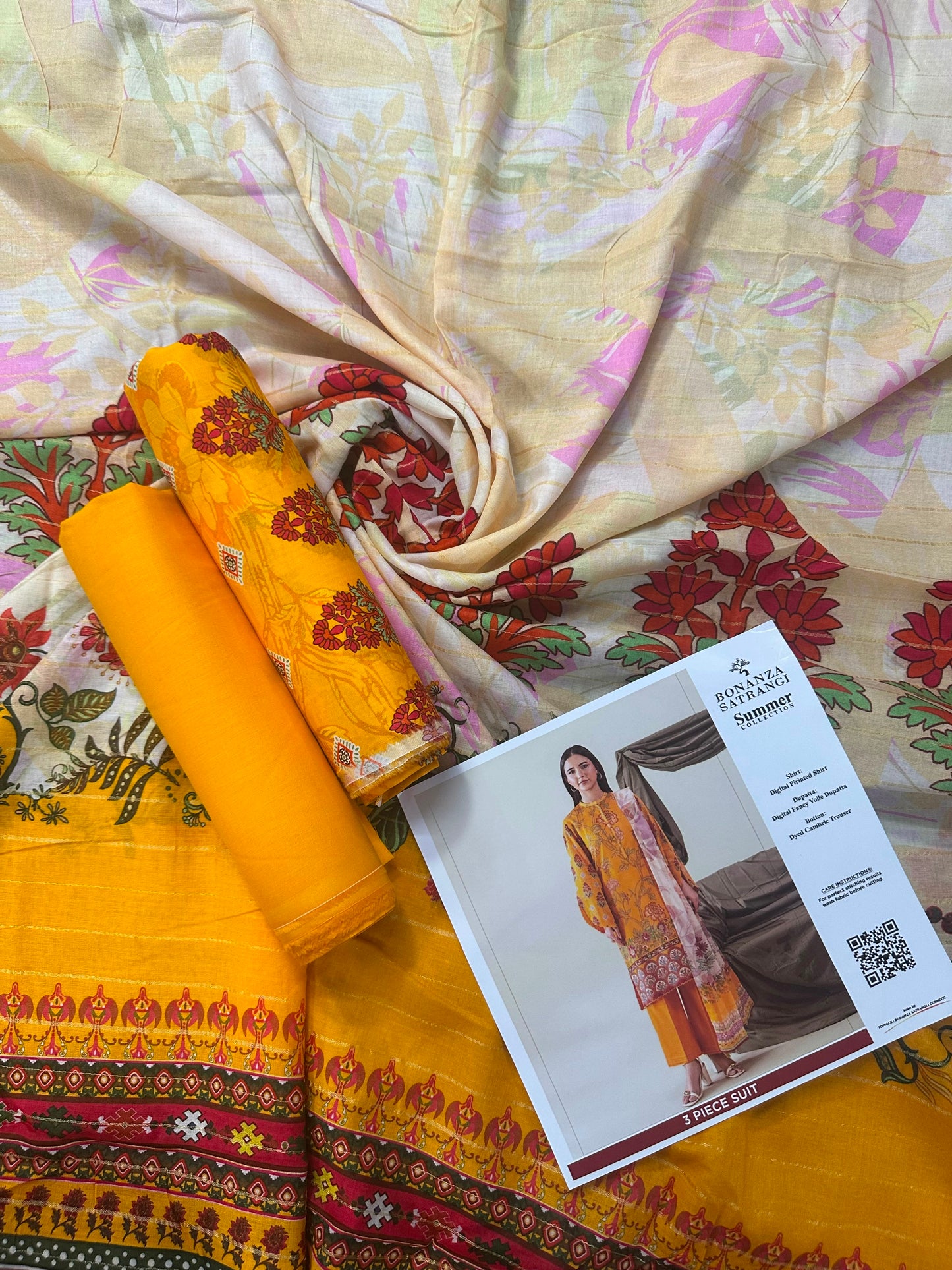 Bonanza Satrangi Orange-White 3PCs