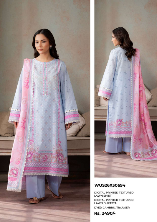 ZELLBURY Unstitched Lawn Collection 2026 Design # WUS26X30694