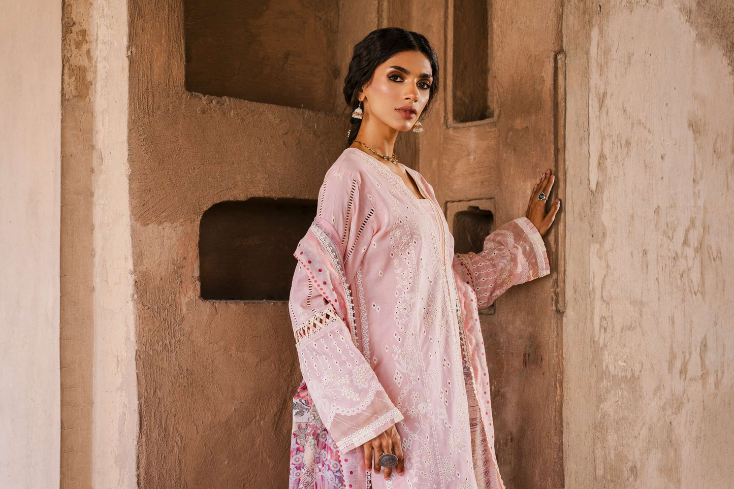 Zellbury Signature 🌸 SOFT PINK CHIKANKARI DREAM – WUS25E30836 🌸