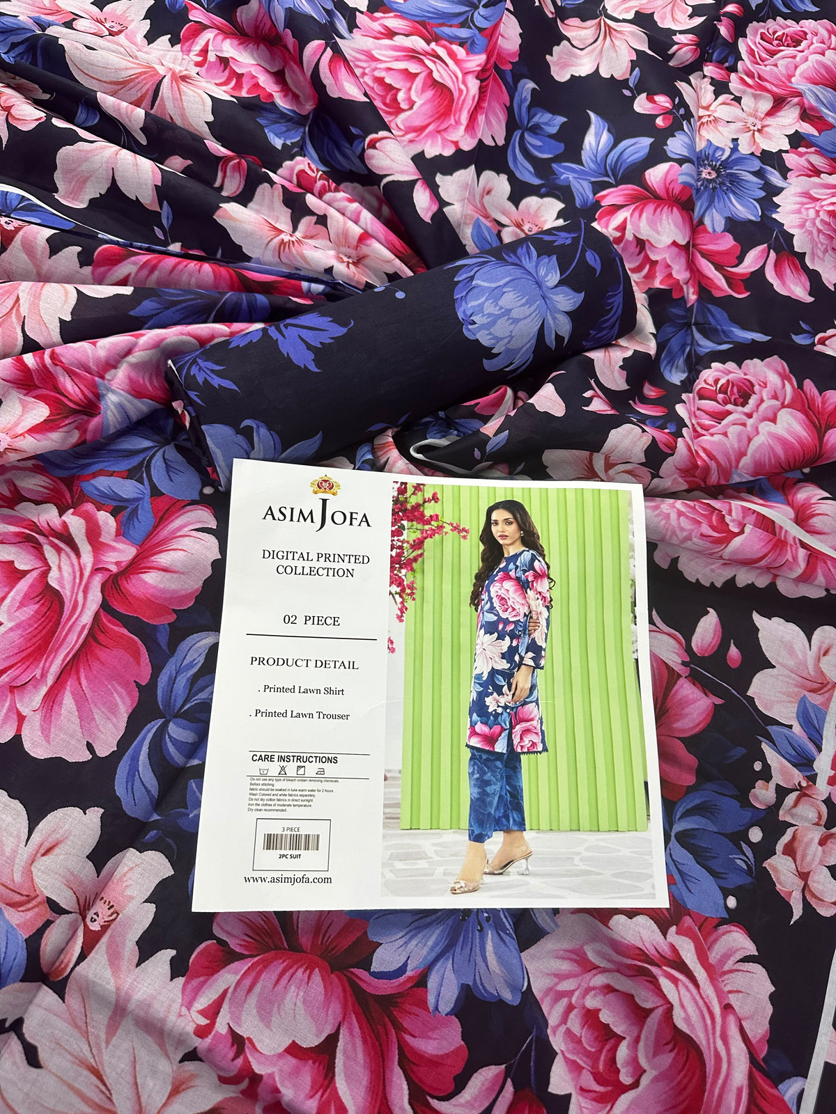 AsimJofa Navy Flora Digital Printed 2Pcs