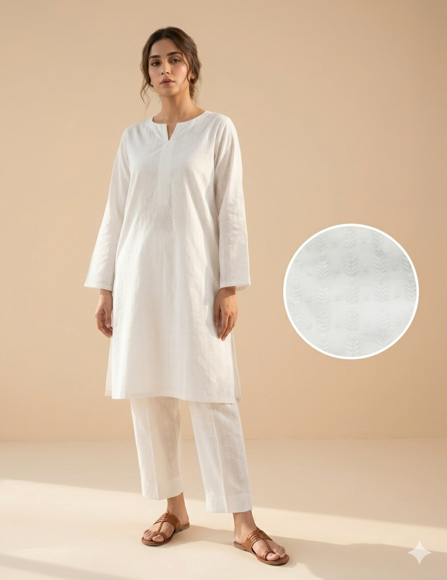EGO Self Printed Unstitched White Collection