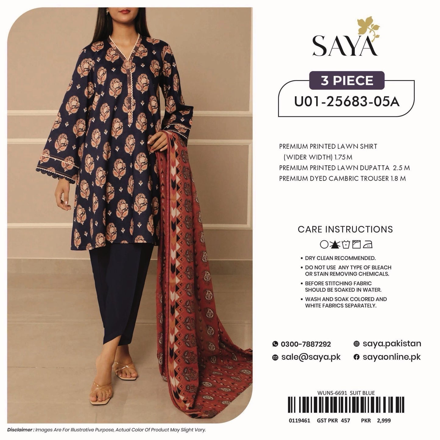 Saya Unstitched Printed 100% Original Cotton 3 PCs Suit In WHOLESALE PRICE 💯✨