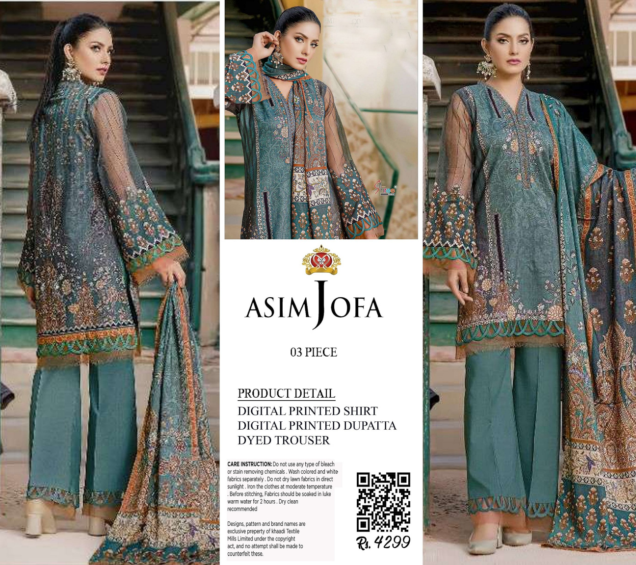 ASIM JOFA 3PC UNSTITCHED DIGITAL PRINTED COLLECTION