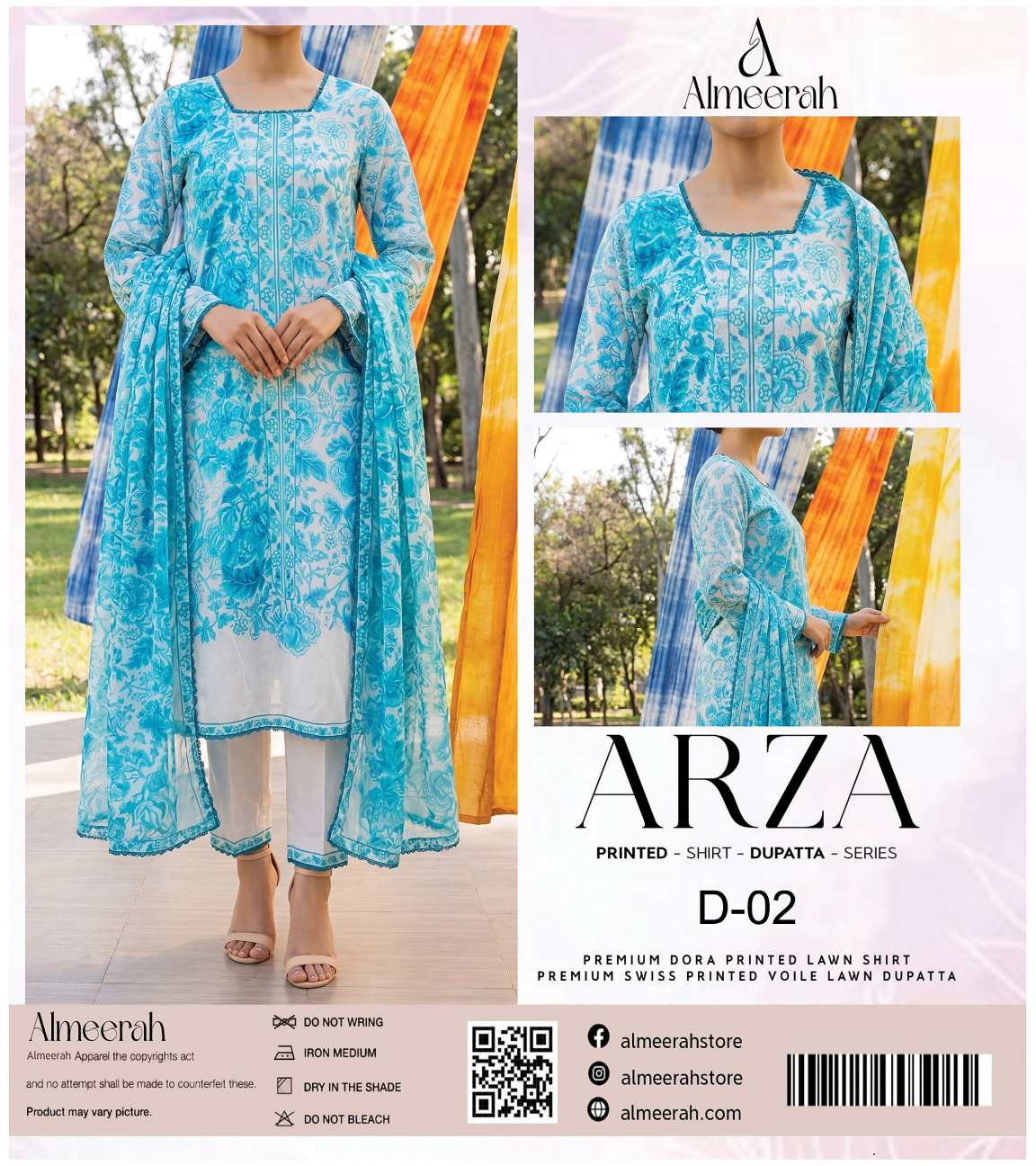 Almeerah ARZA – PRINTED D-02 2PC Premium Lawn Collection