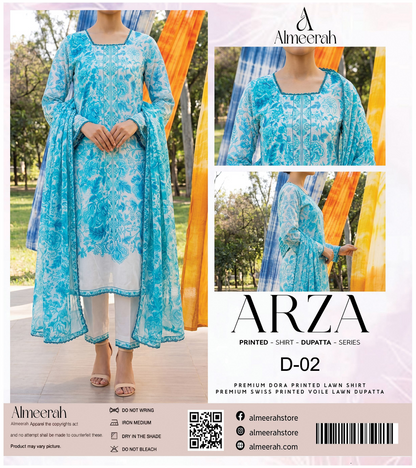 Almeerah ARZA – PRINTED D-02 2PC Premium Lawn Collection