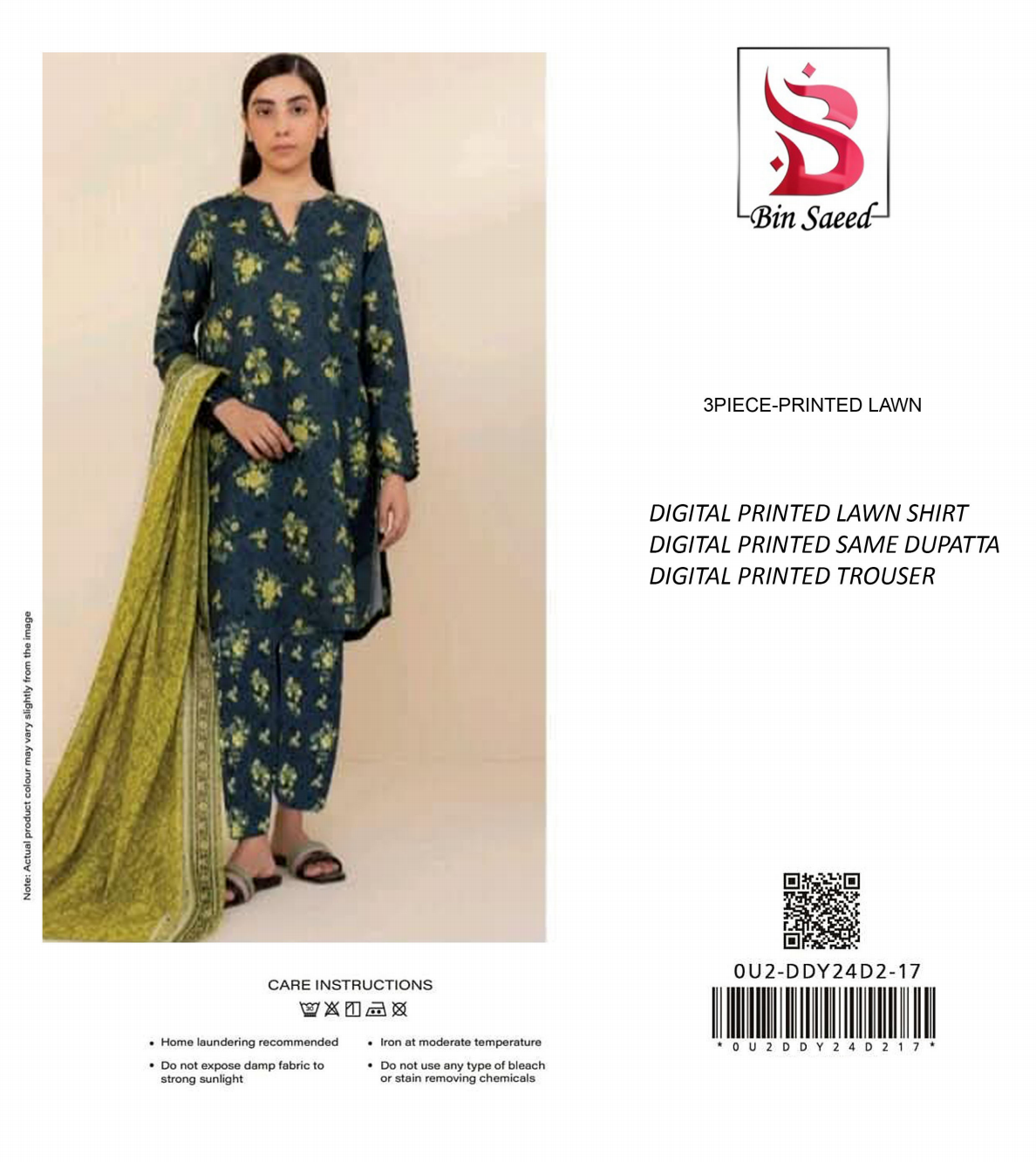 Binsaeed Unstitched Lawn 3 Pieces in Wholesale Price 🔥❤️