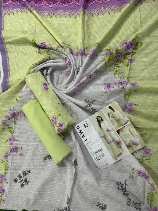 ZELLBURY Unstitched 3pcs Lawn Collection D.C:- WUS26X30757
