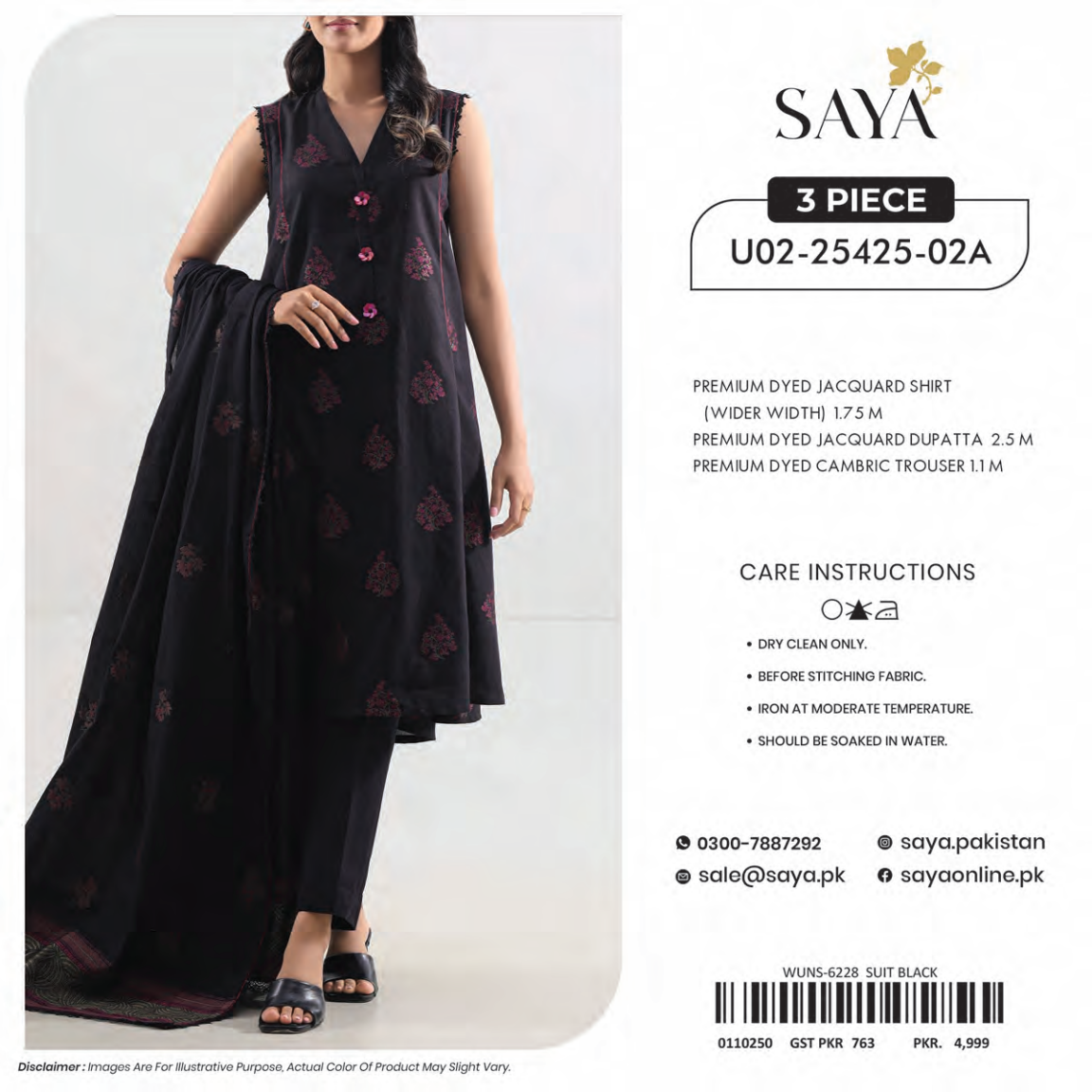 Saya Unstitched Jacquard 100% Original Cotton 3 PCs Suit In WHOLESALE PRICE 💯✨