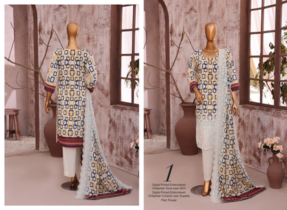 ✨ MTF Presents ✨
" L A S H K A R A " 💖 🌸 DIGITAL PRINTED EMBROIDERED CHIKANKARI DORIA LAWN COLLECTION 2025 🌸
